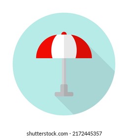 Red White Beach Umbrella Icon Design.