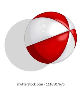 Red white beachball on white vector illustration