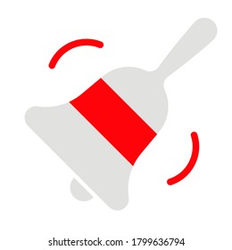 Red and white Belarus flag color bell. Ringing chime, protest alarm symbol. Help Belarus pictogram element.