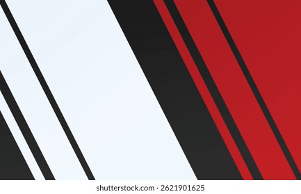 Red white and black abstract background layer on bright space with diagonal lines effect decoration. Modern graphic design element cutout style concept for web banner, flyer, card, or sport.