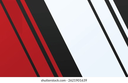 Red white and black abstract background layer on bright space with diagonal lines effect decoration. Modern graphic design element cutout style concept for web banner, flyer, card, or sport.