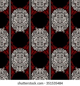 Red, white and black ancient vintage seamless ornamental texture. Vector illustration