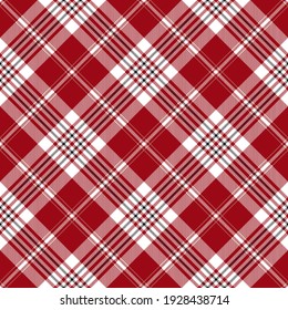 Red, white and black argyle plaid. Tartan pattern for textile, paper and other prints.