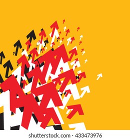 Red, White & Black Arrows on Yellow Abstract Background. Vector illustration.