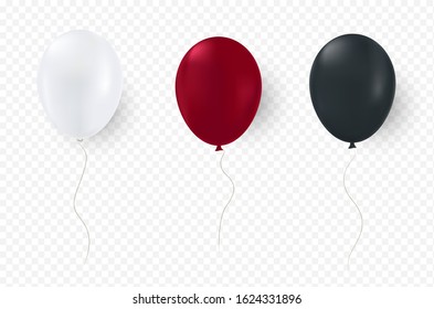 Red white and black balloon vector illustration on transparent background.