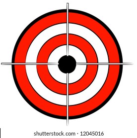 red white and black bullseye target with crosshair - vector