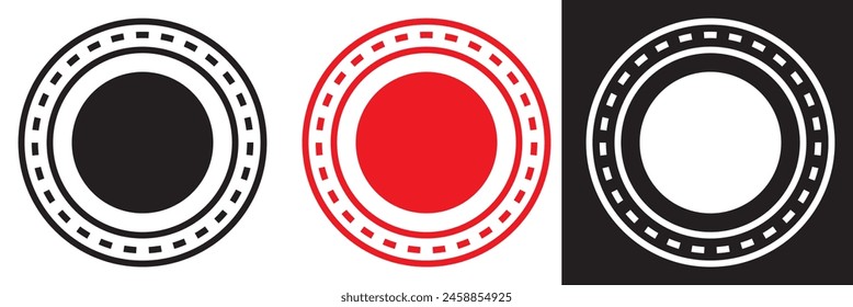 red, white. and black circle frame icon. isolated on white background. Vector illustration eps10.
