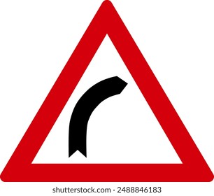 Rote, weiße und schwarze dreiecksförmige Warnschildkurve nach rechts. Illustration vom 14. Juli 2024, Zürich, Schweiz.