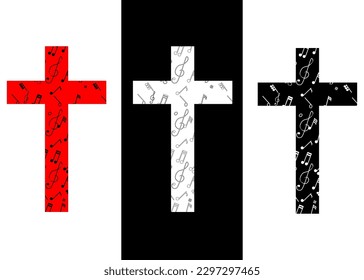 red white black cross color with music note vector and illustration for background icon decoration communion christian 