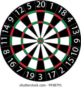 Red, white and black dartboard with accurate numbers