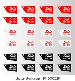 Red White and Black discount vector tags 