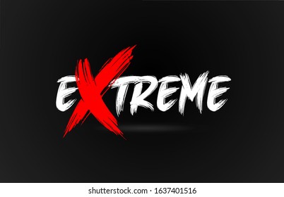 red white black extreme grunge word text for typography icon logo design. Hand drawning brush stroke