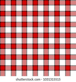 Red, white and black gingham seamless pattern. Vector background