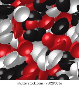 Red White Black Hemispheres Seamless Pattern