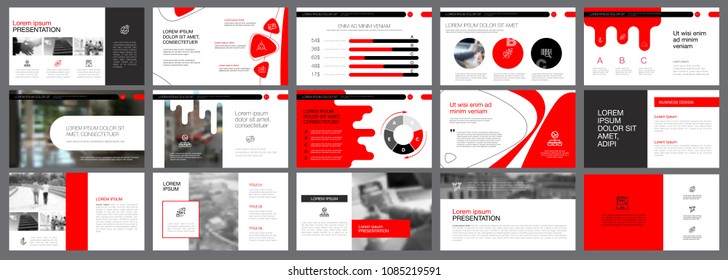 Red, white and black infographic elements for presentation slide templates. Business and analytics concept can be used for financial report, advertising, workflow layout and brochure design.