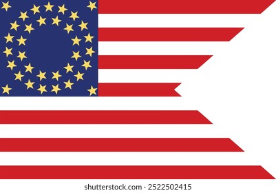 Una bandera americana roja, blanca y azul con una estrella en el medio. La bandera es un símbolo de los Estados Unidos y representa la libertad y la unidad