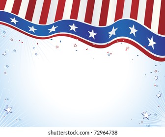 Red white and blue American Flag style banner with copy space