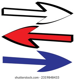 Red, white, and blue arrows