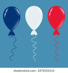 Globo rojo, blanco y azul para el 4 de julio. Día de la Independencia Americana. 