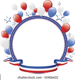 Red White Blue Balloon And Star Border