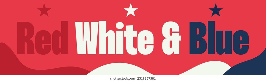 Red White and Blue banner for 4th July independence day.Vector stars and stripes on red background for picnics,covers,posters,celebrations,flyers,template american style