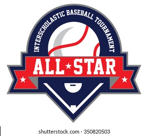 Red White Blue Baseball Logo Stock Vector (Royalty Free) 350822507