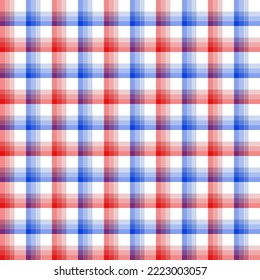 Red, white and blue blurred simple plaid. Seamless vector check pattern suitable for fashion, home decor and stationary.