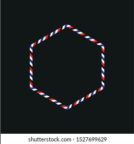 red white and blue border type postal mail with hexagon shape