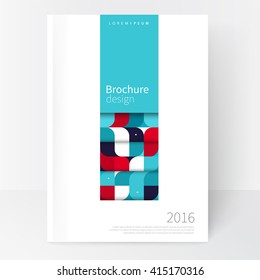 Red, white and blue Business brochure cover template. cover design annual report, flyer, leaflet, poster. Geometric Abstract background blue horizontal strip and squares. stock-vector EPS 10