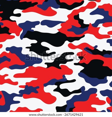 Red White and Blue Camouflage Pattern Design