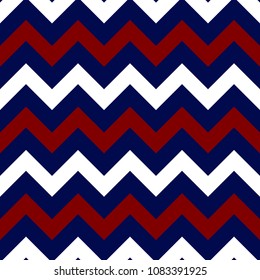 Red, White, and Blue Chevron Seamless Pattern - Bold and graphic red, white, and navy blue chevron zigzag seamless pattern