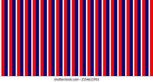 Red, white, blue color of vertical stripe geometric seamless pattern. Happy Independence Day 4 th of July. United State of America, France, Thailand, New Zealand, Netherland, British, Great Britain