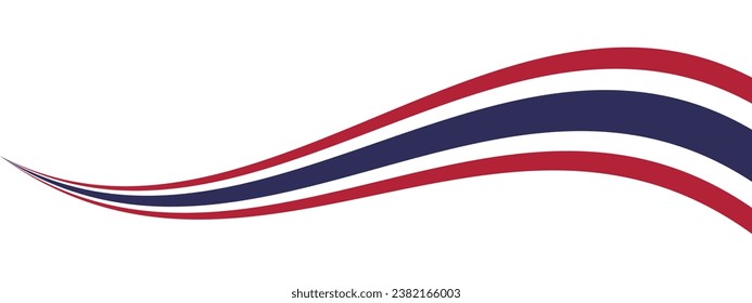 Red, white and blue colored background, as the colors of Thailand flag. Flat vector illustration.