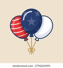 Red white and blue colored balloons
