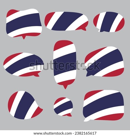 Red, white and blue colored speech bubble icons, as the colors of Thailand flag. Flat vector illustration.