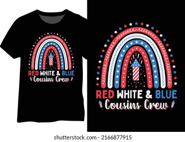 Red white and blue cousins crew, 4th of July rainbow design