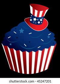 Red White And Blue Cupcake - Vector Version