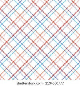 Enrejada diagonal roja, blanca y azul. Patrón de control vectorial sin inconvenientes para la moda, la decoración del hogar y la estacionalidad.