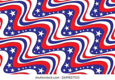 Red, White and Blue diagonal stripe pattern, perfect for the 4th of July, or a family picnic, seamless vector repeat