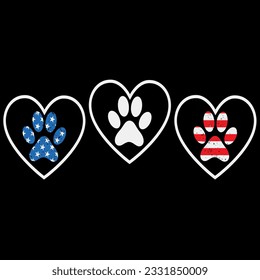 Red white blue dog paws 4th of july t-shirt design