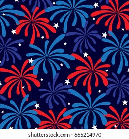 red white blue fireworks and stars