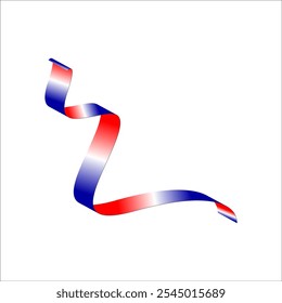 Red white blue flag ribbon tricolor gradient celebration freedom day vector illustration eps