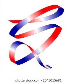 Red white blue flag ribbon tricolor gradient celebration freedom day vector illustration eps