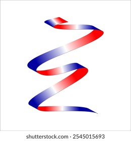 Red white blue flag ribbon tricolor gradient celebration freedom day vector illustration eps