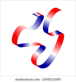 Red white blue flag ribbon tricolor gradient celebration freedom day vector illustration eps