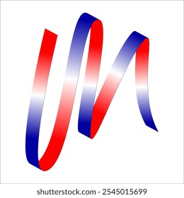 Red white blue flag ribbon tricolor gradient celebration freedom day vector illustration eps