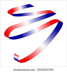 Red white blue flag ribbon tricolor gradient celebration freedom day vector illustration eps