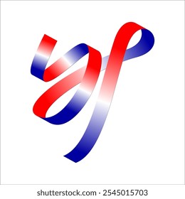 Red white blue flag ribbon tricolor gradient celebration freedom day vector illustration eps