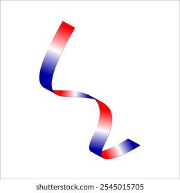 Red white blue flag ribbon tricolor gradient celebration freedom day vector illustration eps