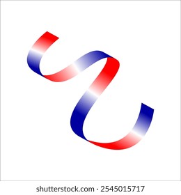 Red white blue flag ribbon tricolor gradient celebration freedom day vector illustration eps